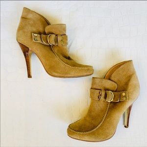 Tory Burch “Belen” suede ankle boots in royal tan